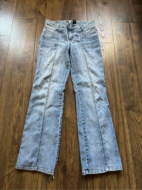 Vintage Y2K R4R Jeans Light Blue Flare Jeans with Front Panel Seams‎